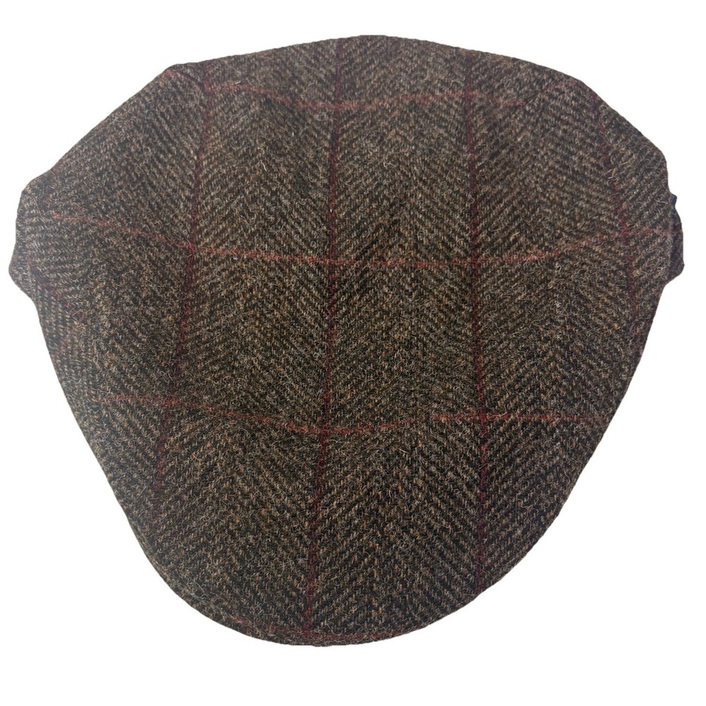Mucros Weavers Workshop Trinity Tweed Flat Cap Hat Size L Brown Plaid Ireland